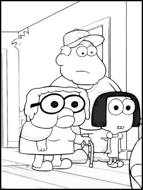 Grandma Alice, Billy And Tilly Green Worry About Something Coloring Pages