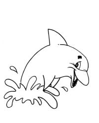Desenho de golfinho pulando na água para colorir