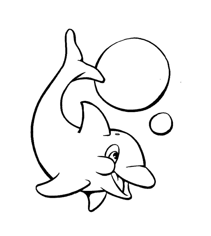 Dolphin makes some bubbles water Coloring Page