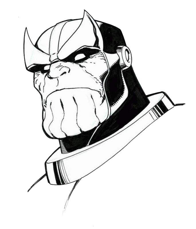 Cruel head of Thanos from the Avengers Endgame Coloring Pages