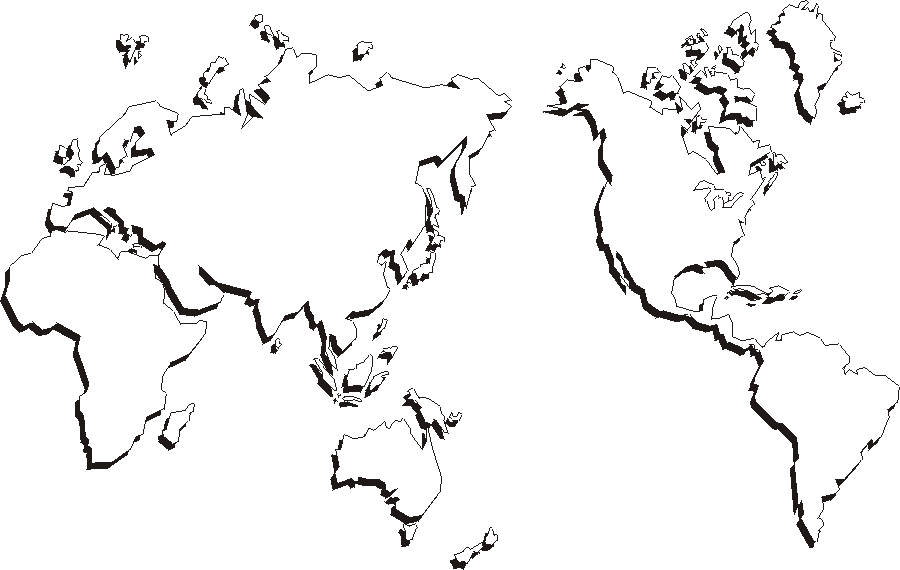 Kaart van de continenten van de wereld in 3D van Wereldkaart