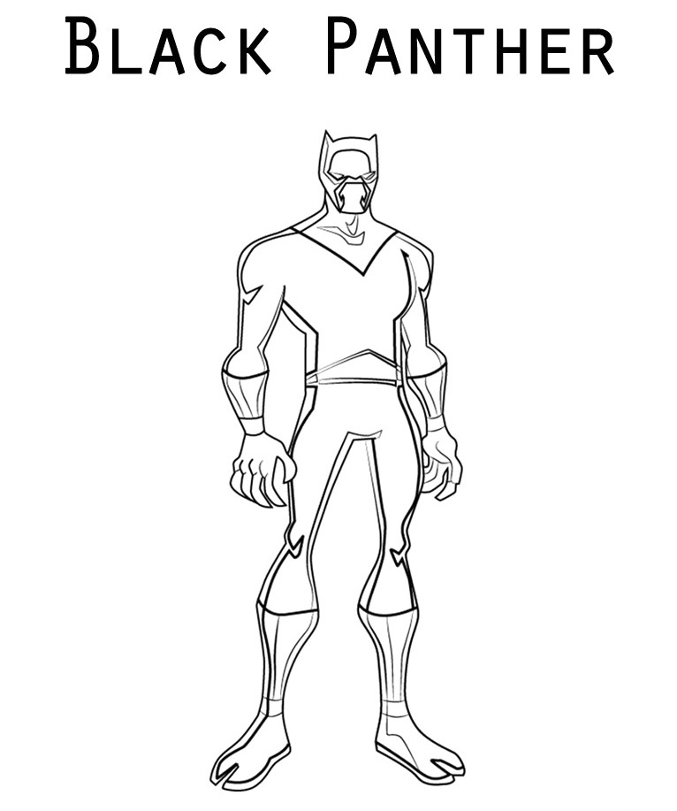 Eenvoudig eenvoudige Black Panther tekenen van Avengers Kleurplaat