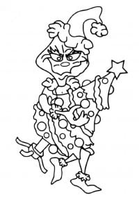 Mean-tempered Grinch stole Christmas tree Coloring Page