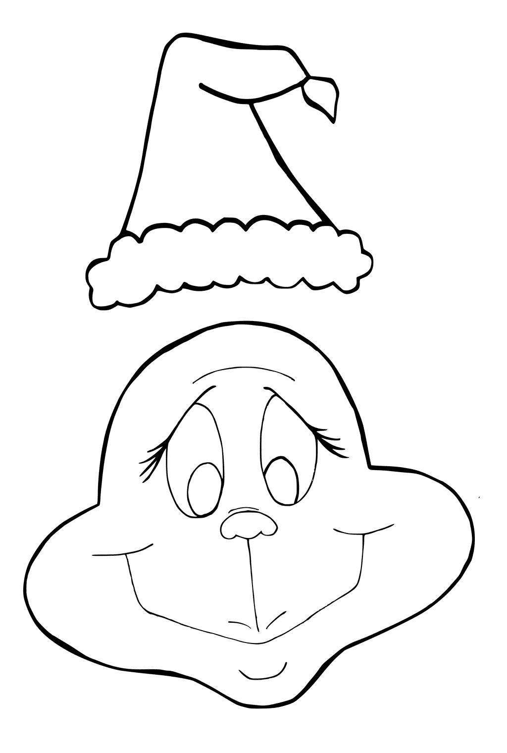 Pagina da colorare di Grinch e cappello di Natale