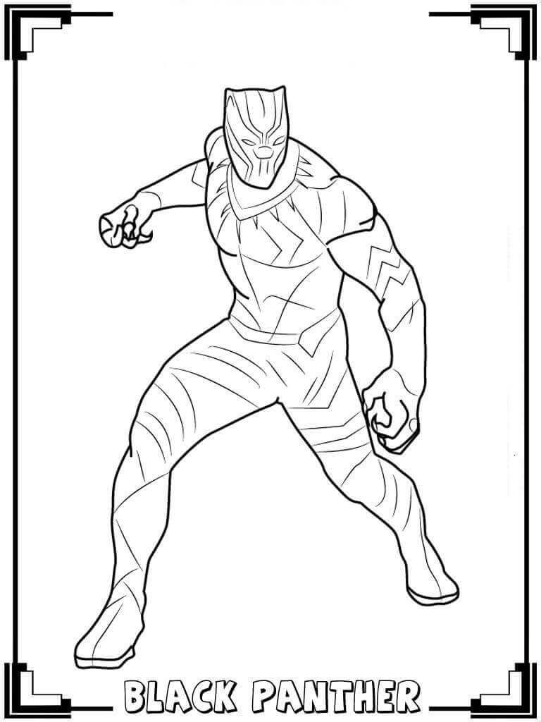 Black Panther From Avengers Picture With Frame Coloring Pages