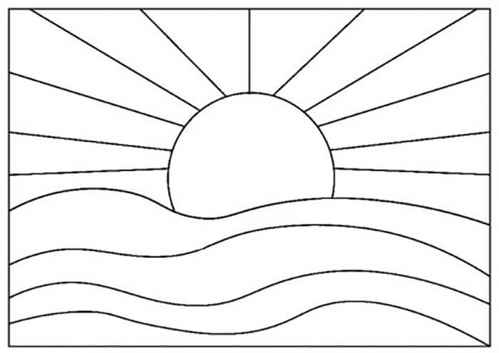 Drawing Simple Sunset Image Coloring Page Free Printable Coloring Pages