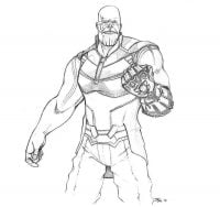 Draw young Thanos with Infinity Gauntlet from the Avengers by pencil Coloring Pages