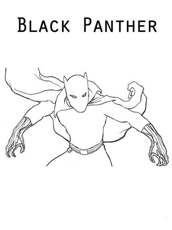 Black Panther eenvoudige tekening voor kleuters Kleurplaat