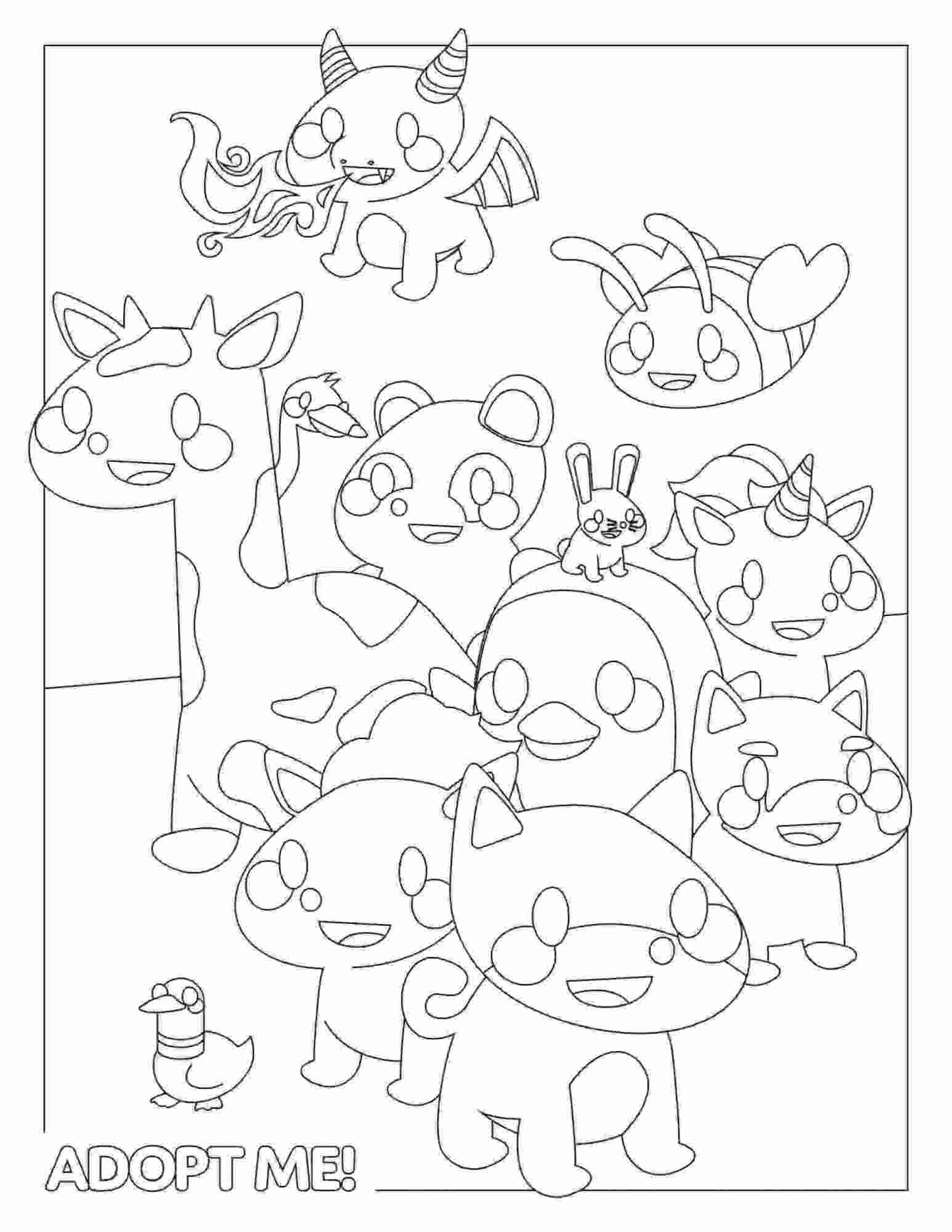 All animals from Adopt me video games Coloring Page - Free Printable ...