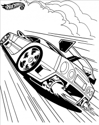 Hot Wheels car sprints on track Coloring Page