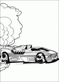 Hot Wheels fuma dal tubo di scarico Lamborghini sulla pagina da colorare da corsa