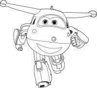 Happy Jett runs fast from Super Wings Coloring Page