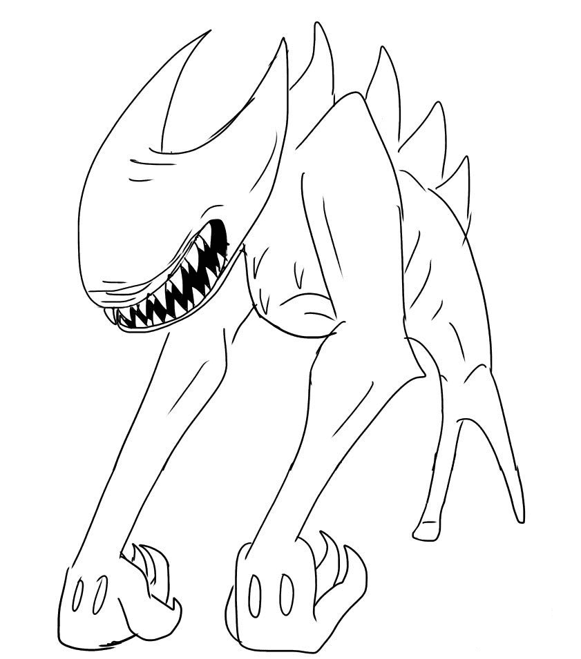 Ink Bendy in the powerful form called Beast Bendy Coloring Pages