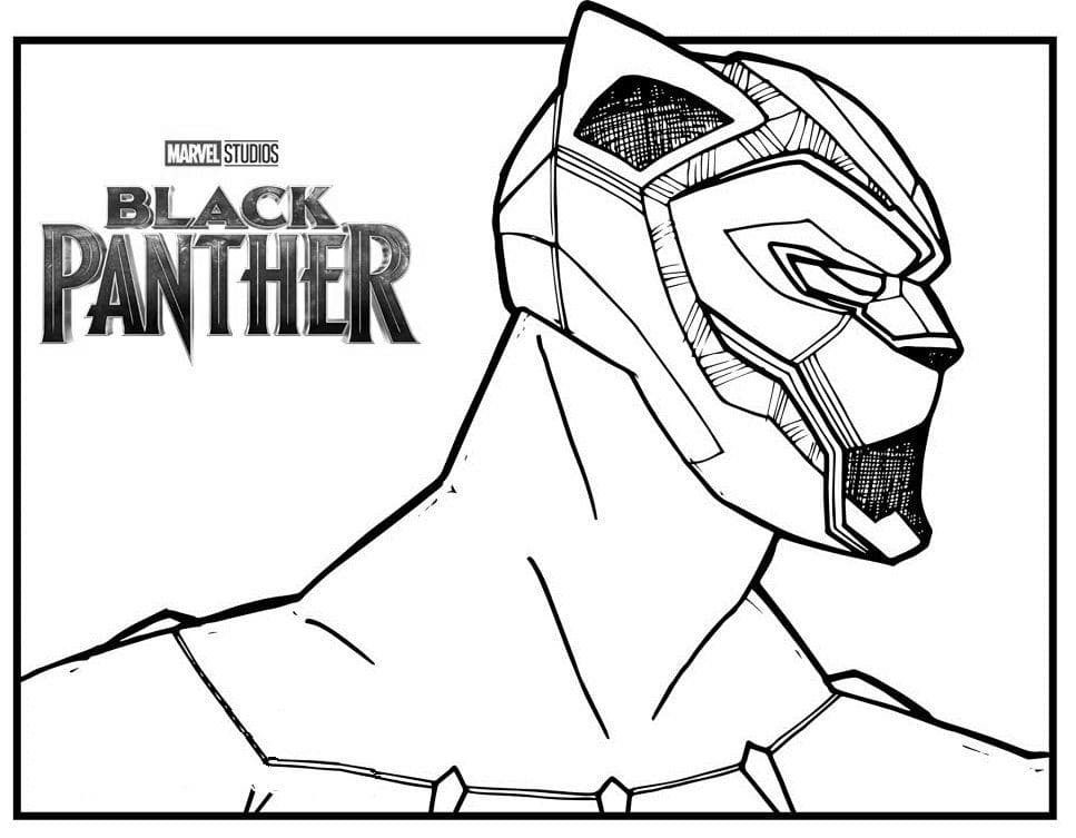 Kopf und Schulter von Black Panther aus Black Panther. Film von Black Panther