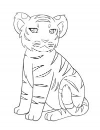 Baby tiger looks so tired Coloring Pages