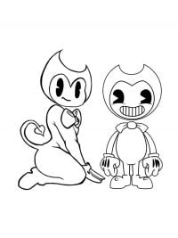 Bendy and her mother from Bendy and the Ink machine Coloring Page