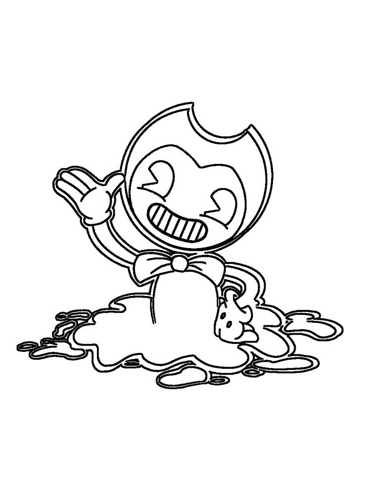 Bendy from Bendy and the ink machine game sinks in the ink Coloring Page