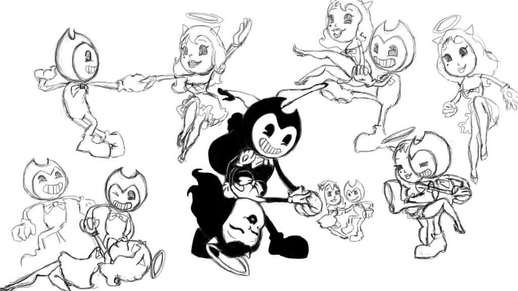 Bendy Dancing With Angels Coloring Pages