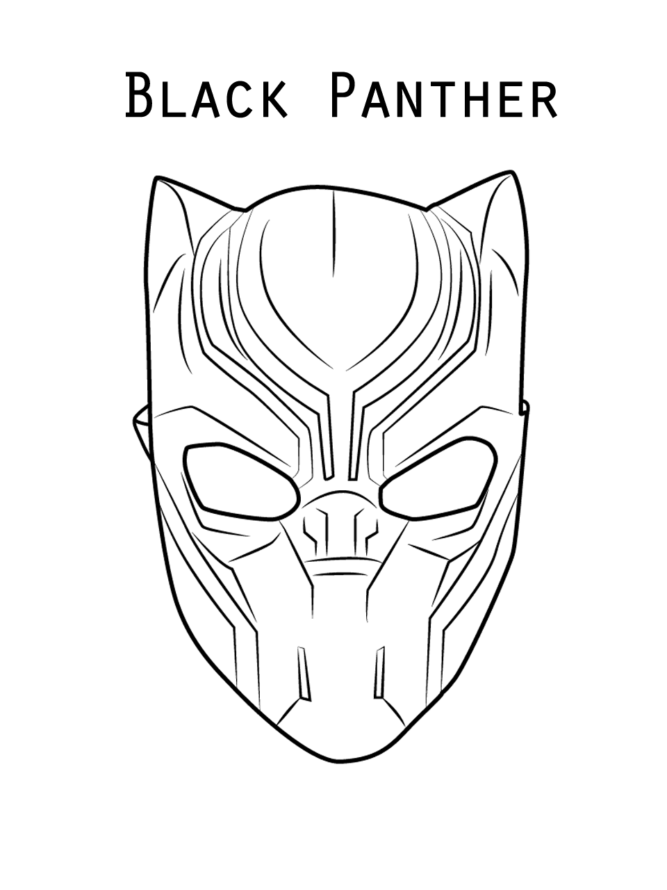 Eenvoudig masker van zwarte panter van Avengers kleurplaat