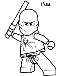 Kai from Ninjago holds Staff of Dragons Coloring Page