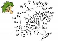 Drawing broccoli vegetable from dot-to-dot for kids Coloring Pages