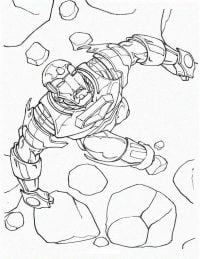 Iron man hits to the punch on the rock Coloring Page