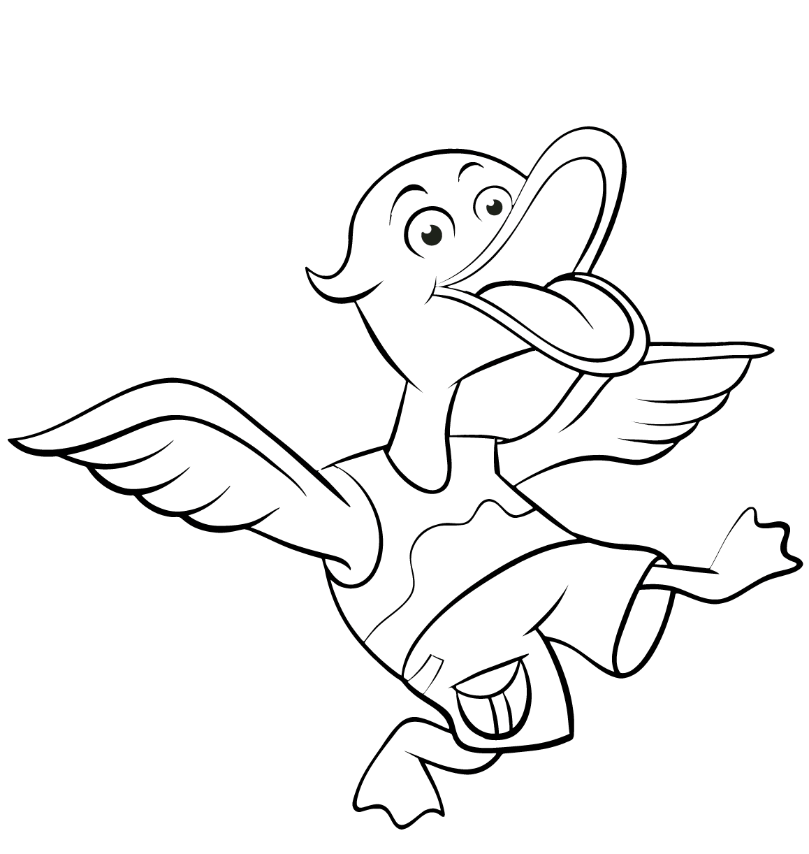 Funny Cartoon duck Coloring Page