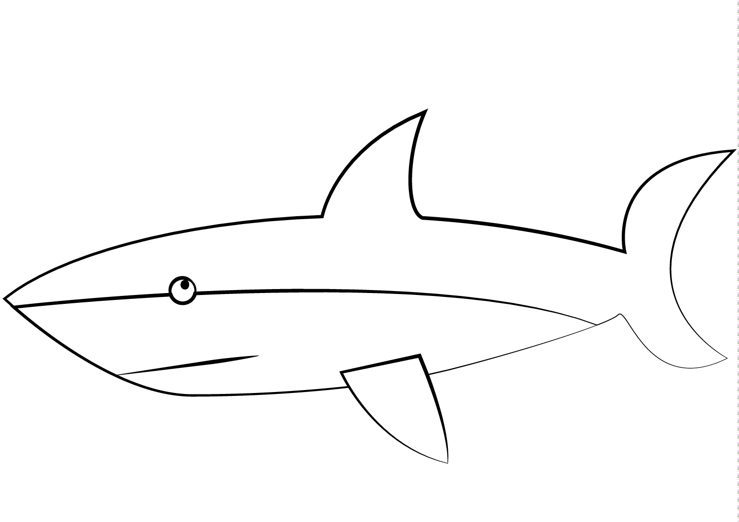 Cute Cartoon Shark For Toddlers Coloring Pages