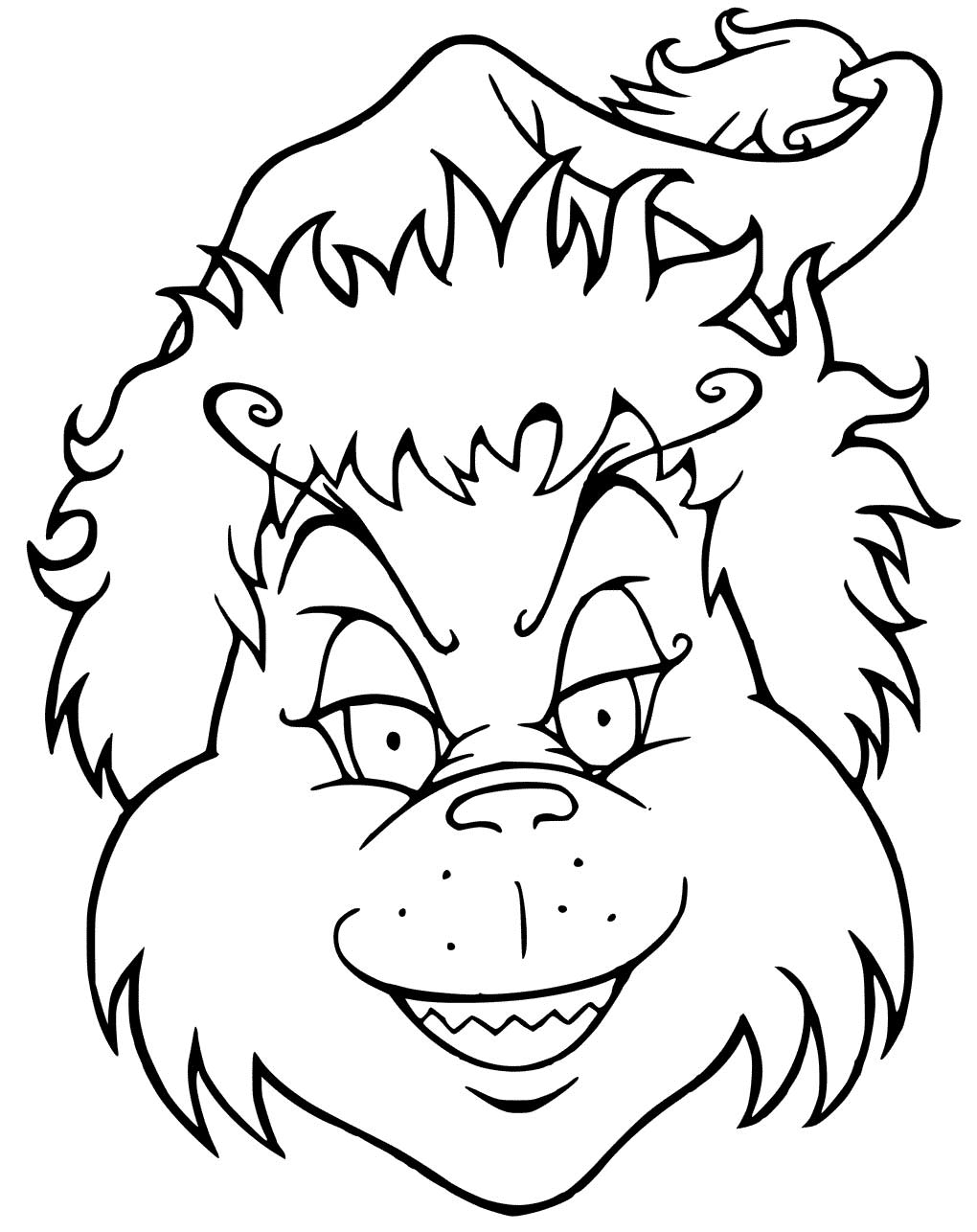 Grinch Has A Snub nosed With A Cat like Face Coloring Pages Christmas Coloring Pages 