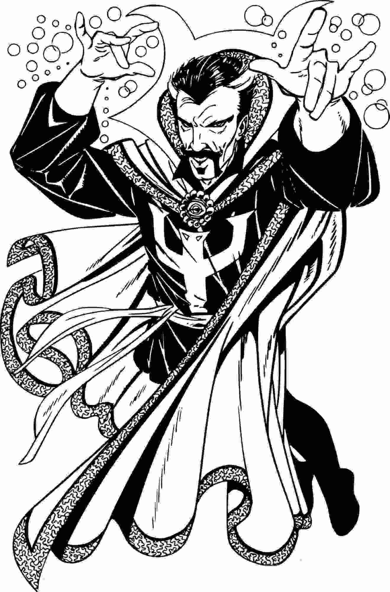 The Sorcerer Doctor Stephen Strange Attempts To Summon His Own Weapon Coloring Pages