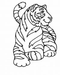 Smiling big tiger is lying by river Coloring Page