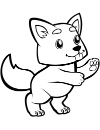 Cute tail of wolf cub wagging Coloring Pages