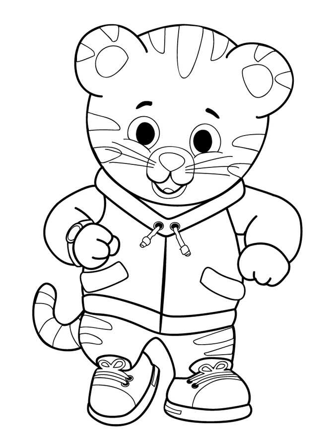 Cute Daniel tiger wears sporty suit Coloring Page