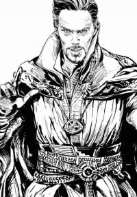 Doctor Strange brings Cloak of Levitation and Time Stone necklace Coloring Pages