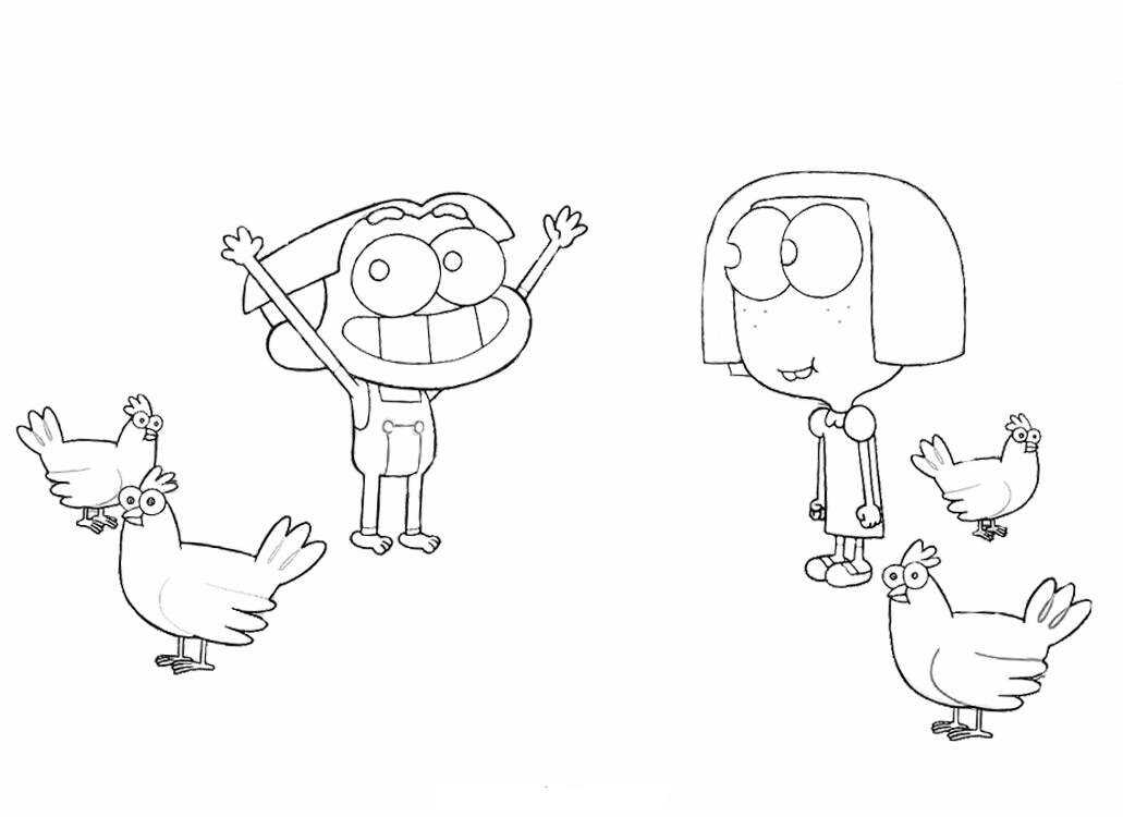 Cricket And Tilly Feed Their Chicken Coloring Pages
