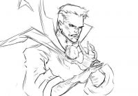 Sketch of Sorcerer Master of Mystic Art Dr.Strange Coloring Pages