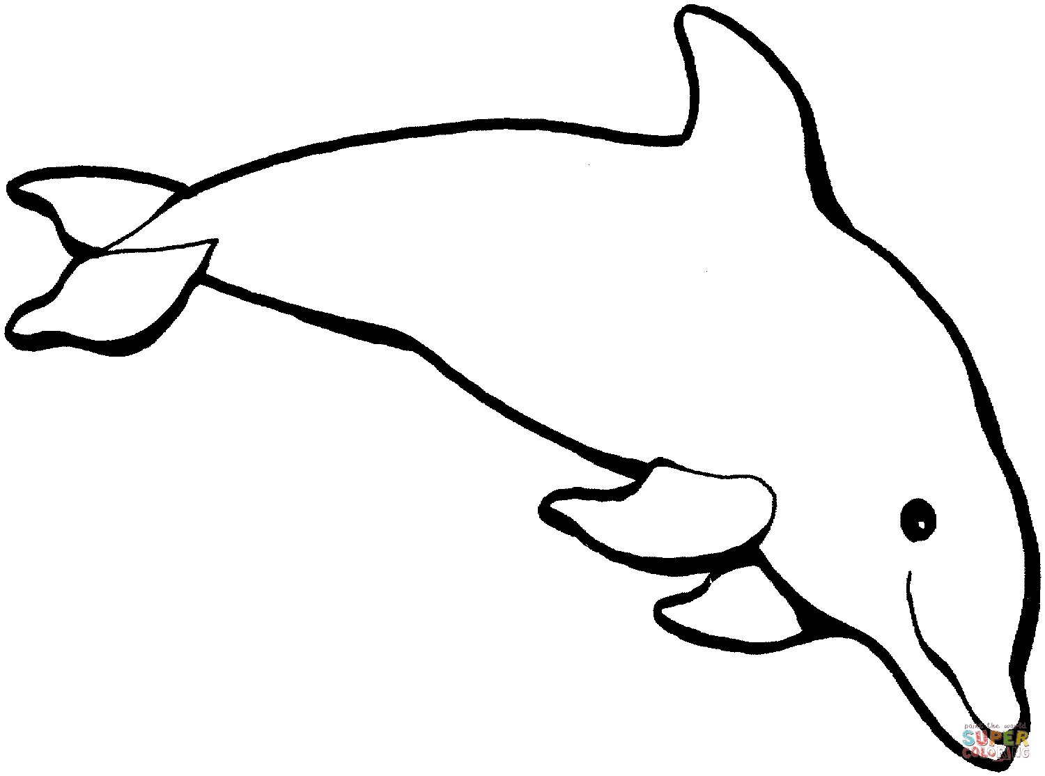 The dolphin dives under the sea Coloring Page
