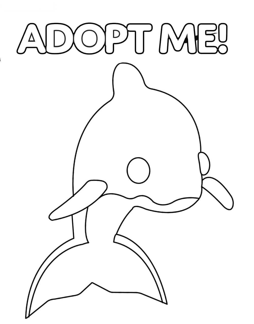 Dolphin from Adopt me features tail fins on its back Coloring Pages