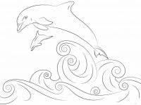 Dolphins jumping out of water Coloring Page