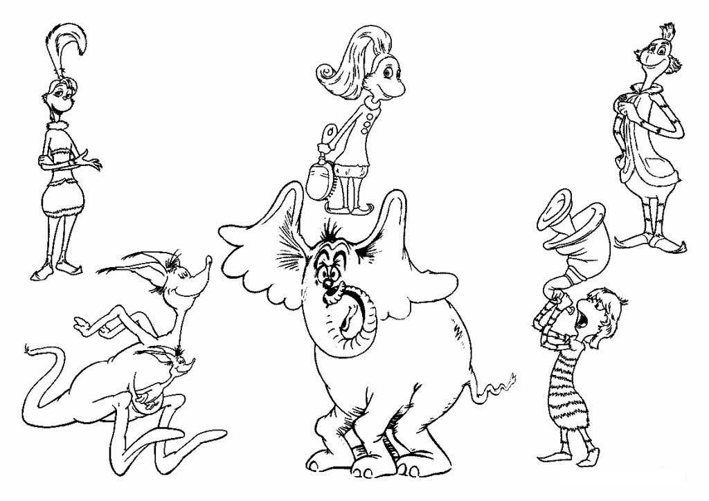 The Grinch Whos and Whoanimals in Whoville Coloring Pages - Grinch