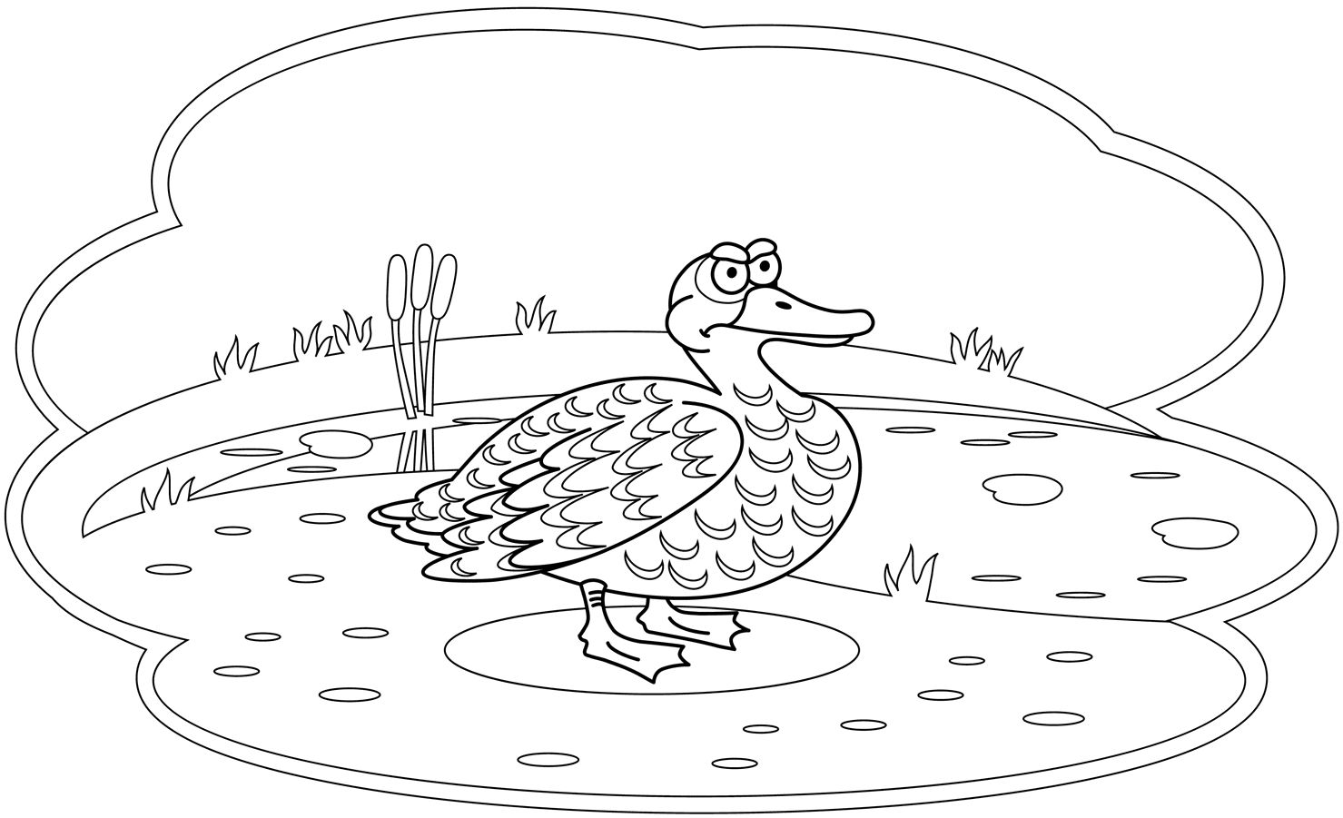 Angry duck in the swamp Coloring Page