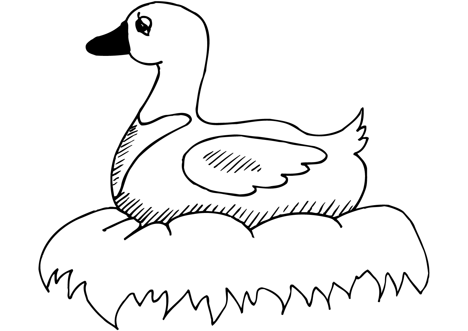 Duck on nest near water Coloring Page