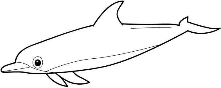 Disegno del delfino comune a becco corto per bambini in età prescolare da colorare