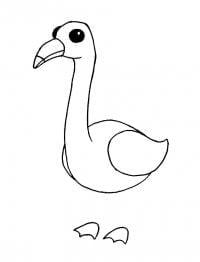 Flamingo van Adopt me heeft twee stompe vleugels en een lange nek Kleurplaat