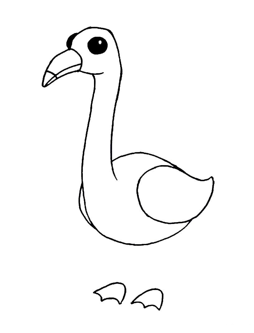 Flamingo de Adopt me tem duas asas grossas e um pescoço longo de Adopt me