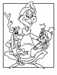 Grinch takes care of Max and Cindy Lou Coloring Page