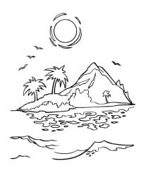 The sunset on the island Coloring Pages