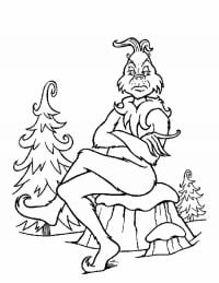 Grinch sits on stool and waits for Max Coloring Page