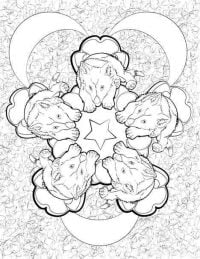 Wolves cub in art details Coloring Page