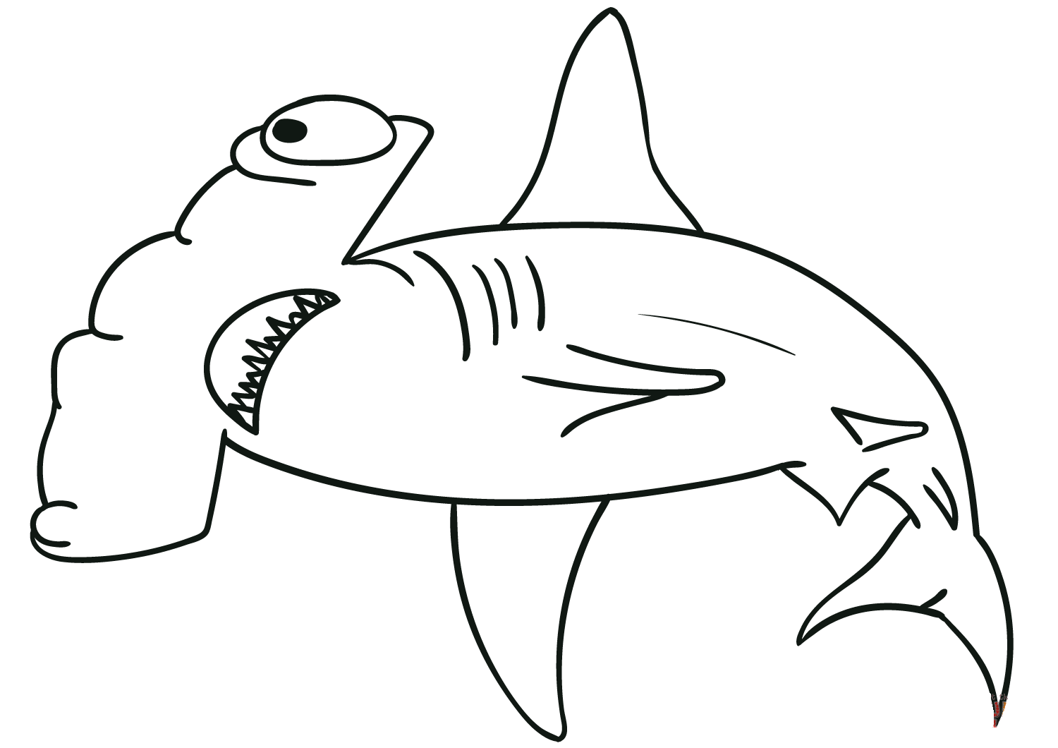 Hammerhead shark has a hammer-like shape Coloring Page